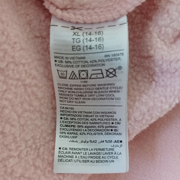 Old Navy zipper Sweater with Hoddie Pink Girl size XL (14/16) - Picture 5 of 5
